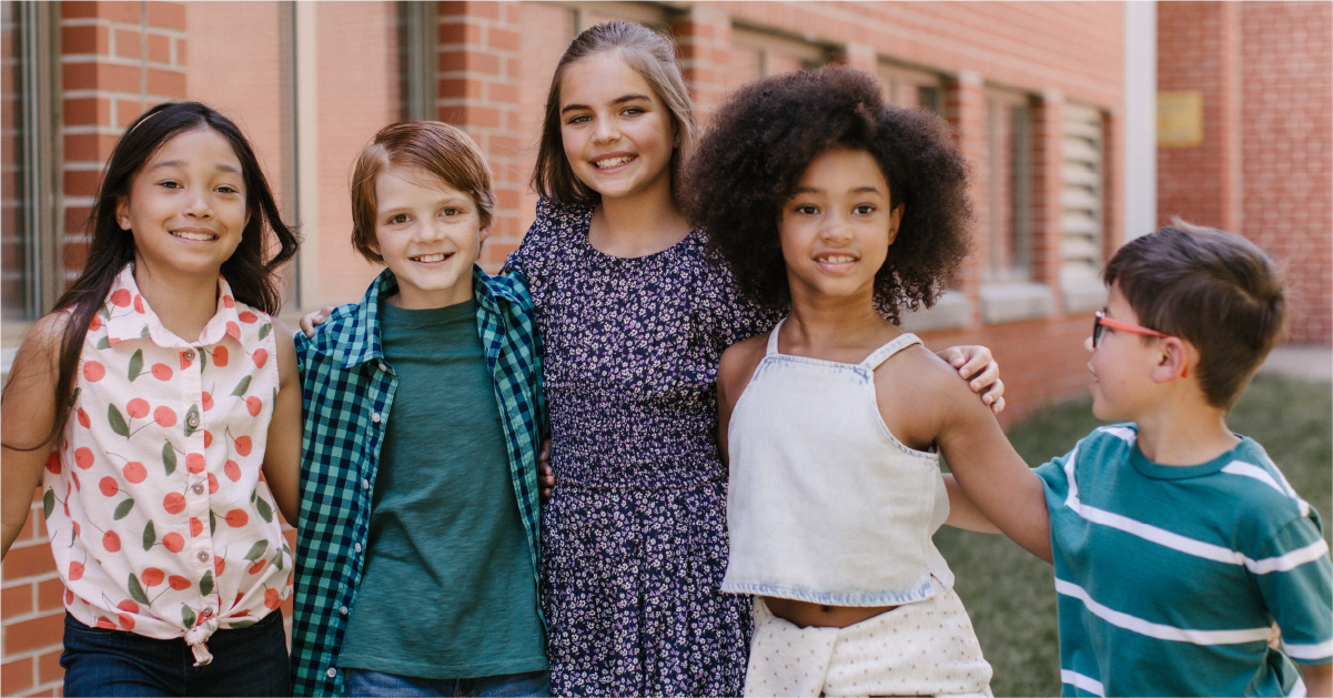 Children wearing gently used clothing